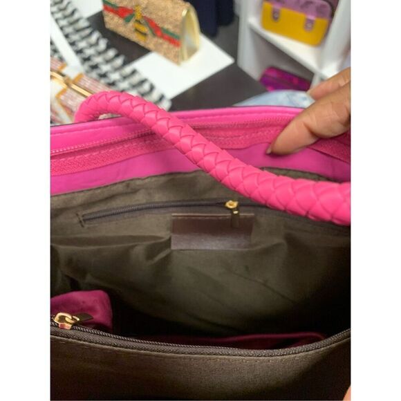 Hot Pink Studded Tote Handbag - Picture 7 of 8